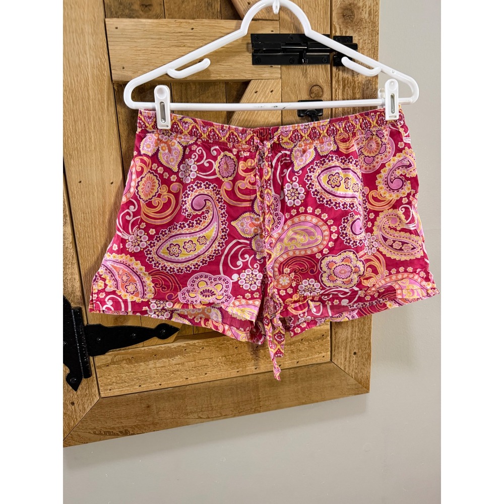 Vera Bradley Pink Paisley Cotton Pajama Shorts Womens Medium Sleepwear Lounge